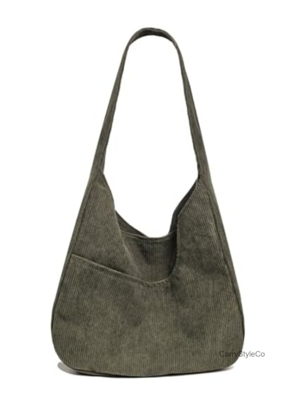Corduroy Fabric Shoulder Hobo Bag Multi Pockets Casual Everyday Tote